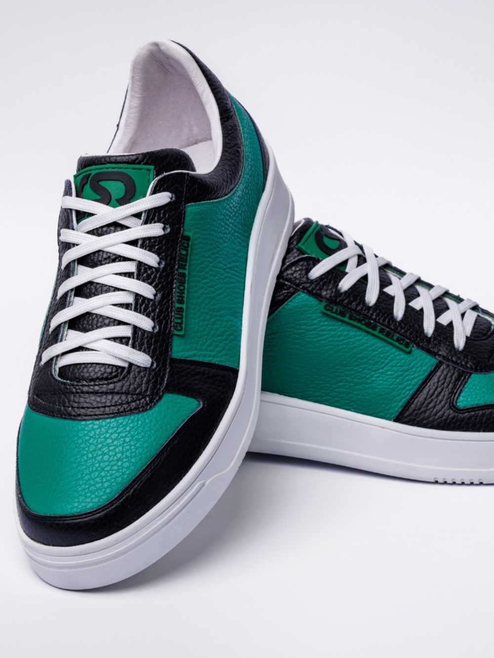 Club Shoes Relics Men Premium Leather Sneaker "Green-Black Premium Comfort"